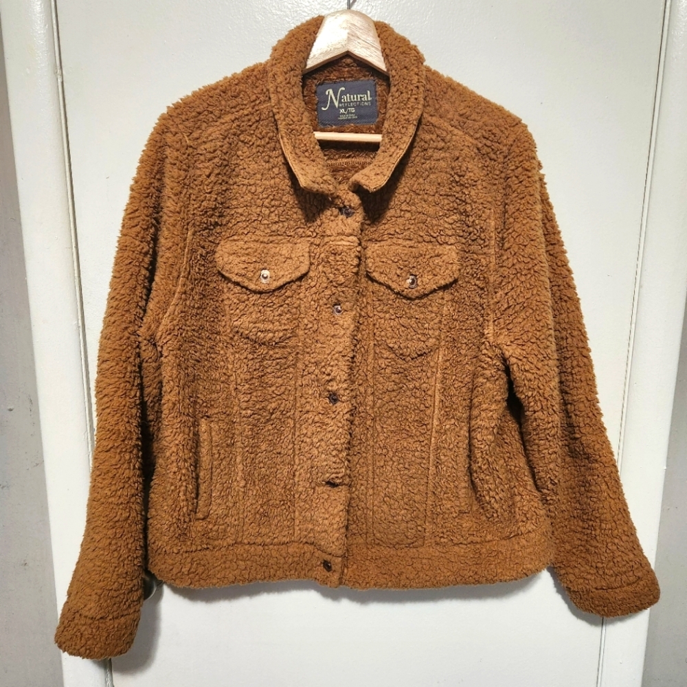 Brown Sherpa Bomber Fall Jacket by Bass Pro Shops - Natural Reflections Size XL